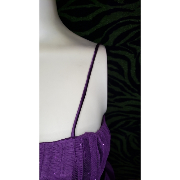 Purple glitter formal mini dress w/ sash - Picture 3 of 9
